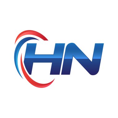 İlk harf logo swoosh kırmızı mavi