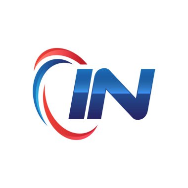 İlk harf logo swoosh kırmızı mavi