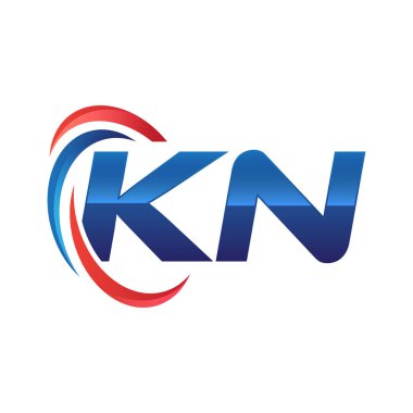 İlk harf logo swoosh kırmızı mavi