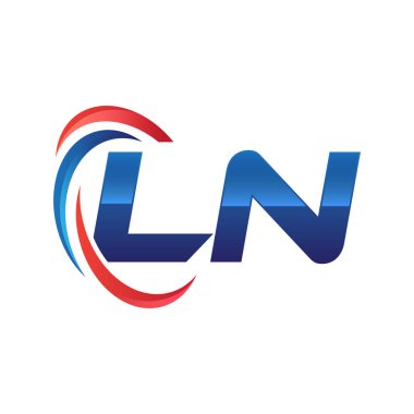 İlk harf logo swoosh kırmızı mavi