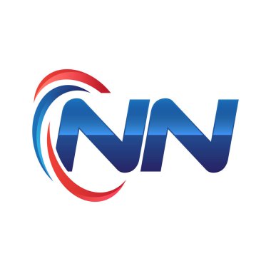 İlk harf logo swoosh kırmızı mavi