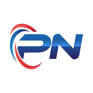 İlk harf logo swoosh kırmızı mavi