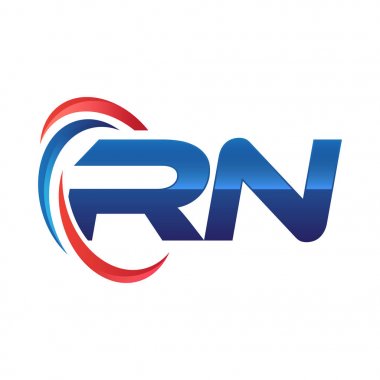 İlk harf logo swoosh kırmızı mavi