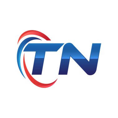 İlk harf logo swoosh kırmızı mavi