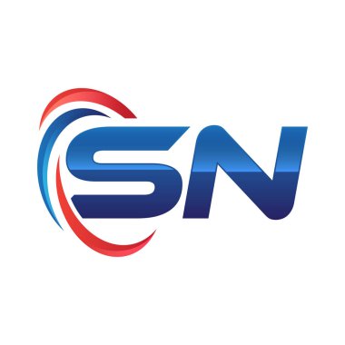 İlk harf logo swoosh kırmızı mavi