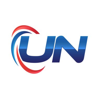 İlk harf logo swoosh kırmızı mavi