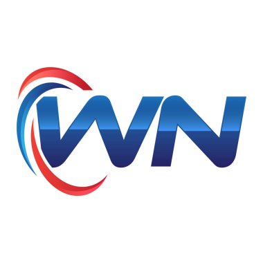 İlk harf logo swoosh kırmızı mavi