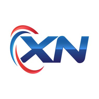 İlk harf logo swoosh kırmızı mavi