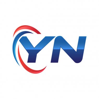 İlk harf logo swoosh kırmızı mavi