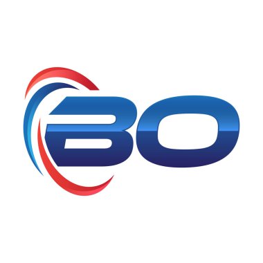 İlk harf logo swoosh kırmızı mavi