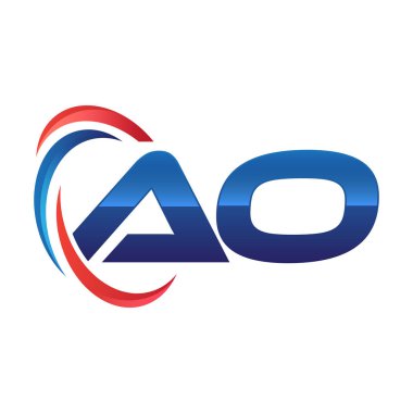 İlk harf logo swoosh kırmızı mavi