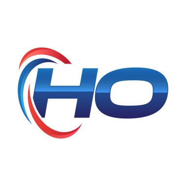 İlk harf logo swoosh kırmızı mavi