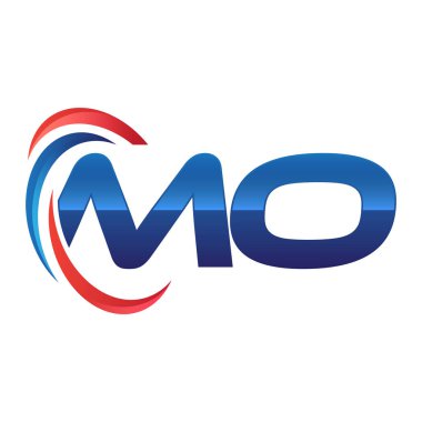 İlk harf logo swoosh kırmızı mavi