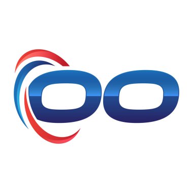 İlk harf logo swoosh kırmızı mavi