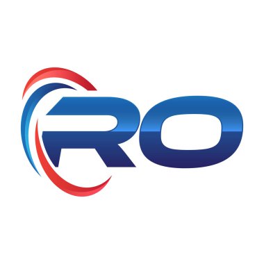 İlk harf logo swoosh kırmızı mavi