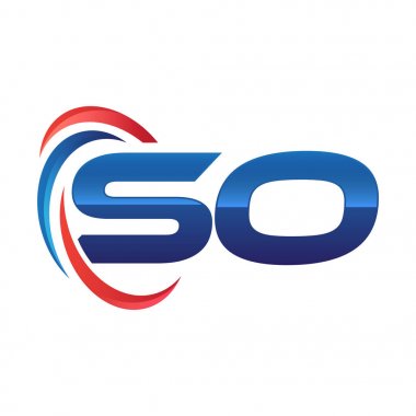 İlk harf logo swoosh kırmızı mavi