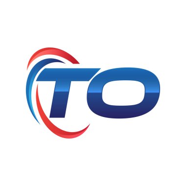 İlk harf logo swoosh kırmızı mavi