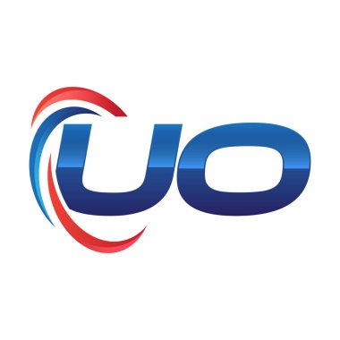 İlk harf logo swoosh kırmızı mavi