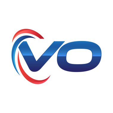 İlk harf logo swoosh kırmızı mavi