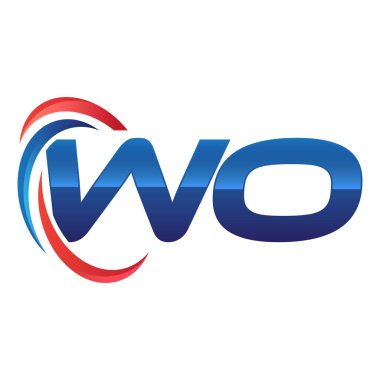 İlk harf logo swoosh kırmızı mavi