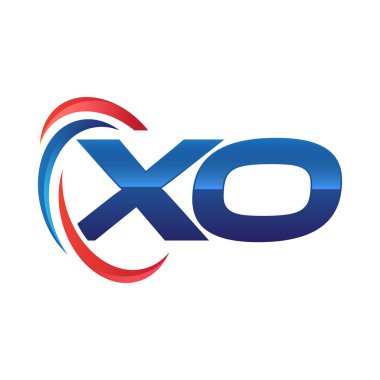 İlk harf logo swoosh kırmızı mavi