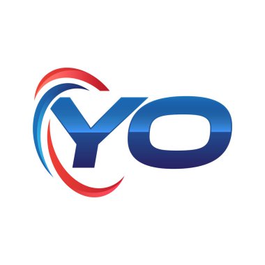 İlk harf logo swoosh kırmızı mavi