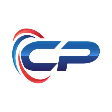 İlk harf logo swoosh kırmızı mavi