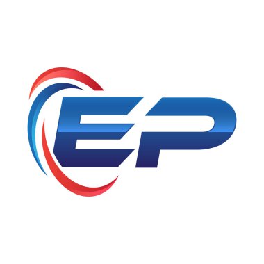 İlk harf logo swoosh kırmızı mavi