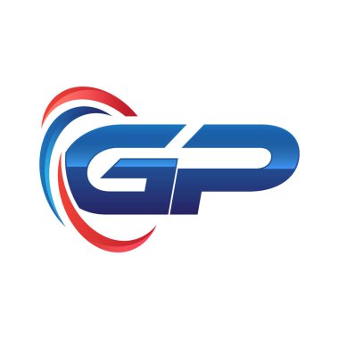 İlk harf logo swoosh kırmızı mavi