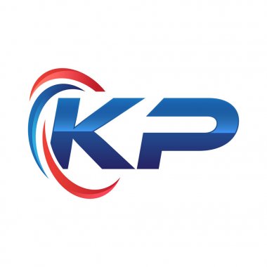 İlk harf logo swoosh kırmızı mavi