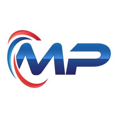 İlk harf logo swoosh kırmızı mavi