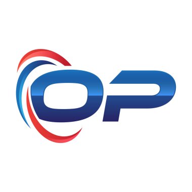 İlk harf logo swoosh kırmızı mavi