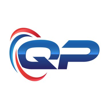 İlk harf logo swoosh kırmızı mavi