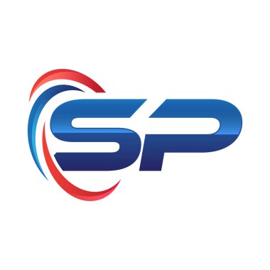 İlk harf logo swoosh kırmızı mavi