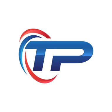 İlk harf logo swoosh kırmızı mavi