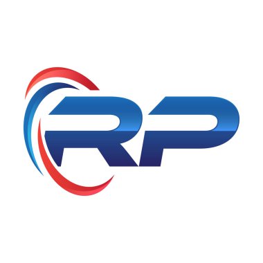 İlk harf logo swoosh kırmızı mavi