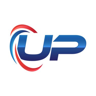 İlk harf logo swoosh kırmızı mavi