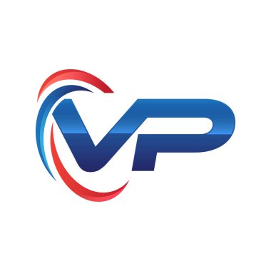 İlk harf logo swoosh kırmızı mavi