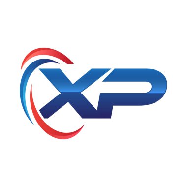 İlk harf logo swoosh kırmızı mavi