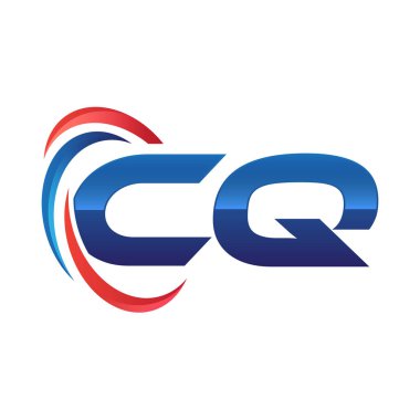 İlk harf logo swoosh kırmızı mavi