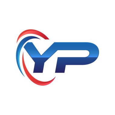 İlk harf logo swoosh kırmızı mavi