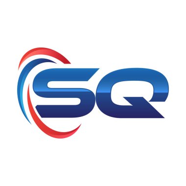 İlk harf logo swoosh kırmızı mavi