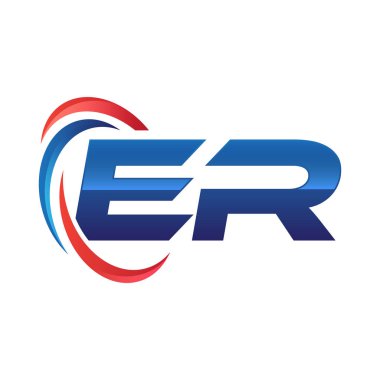 İlk harf logo swoosh kırmızı mavi