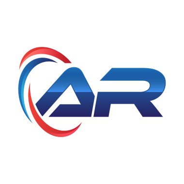 İlk harf logo swoosh kırmızı mavi