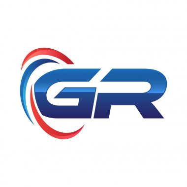 İlk harf logo swoosh kırmızı mavi