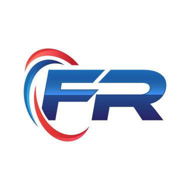 İlk harf logo swoosh kırmızı mavi