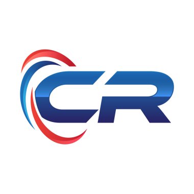 İlk harf logo swoosh kırmızı mavi