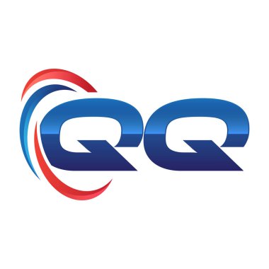 İlk harf logo swoosh kırmızı mavi