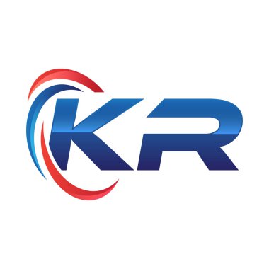 İlk harf logo swoosh kırmızı mavi