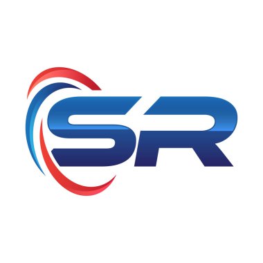 İlk harf logo swoosh kırmızı mavi